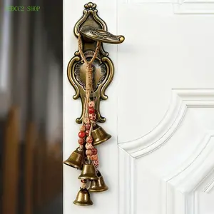 Vintage Copper Bell Hanging Decor, Eastern Style Coin Charm Ornament, Retro Wall Hanging Decoration for Home, Door, Garden & Interior Room Decor