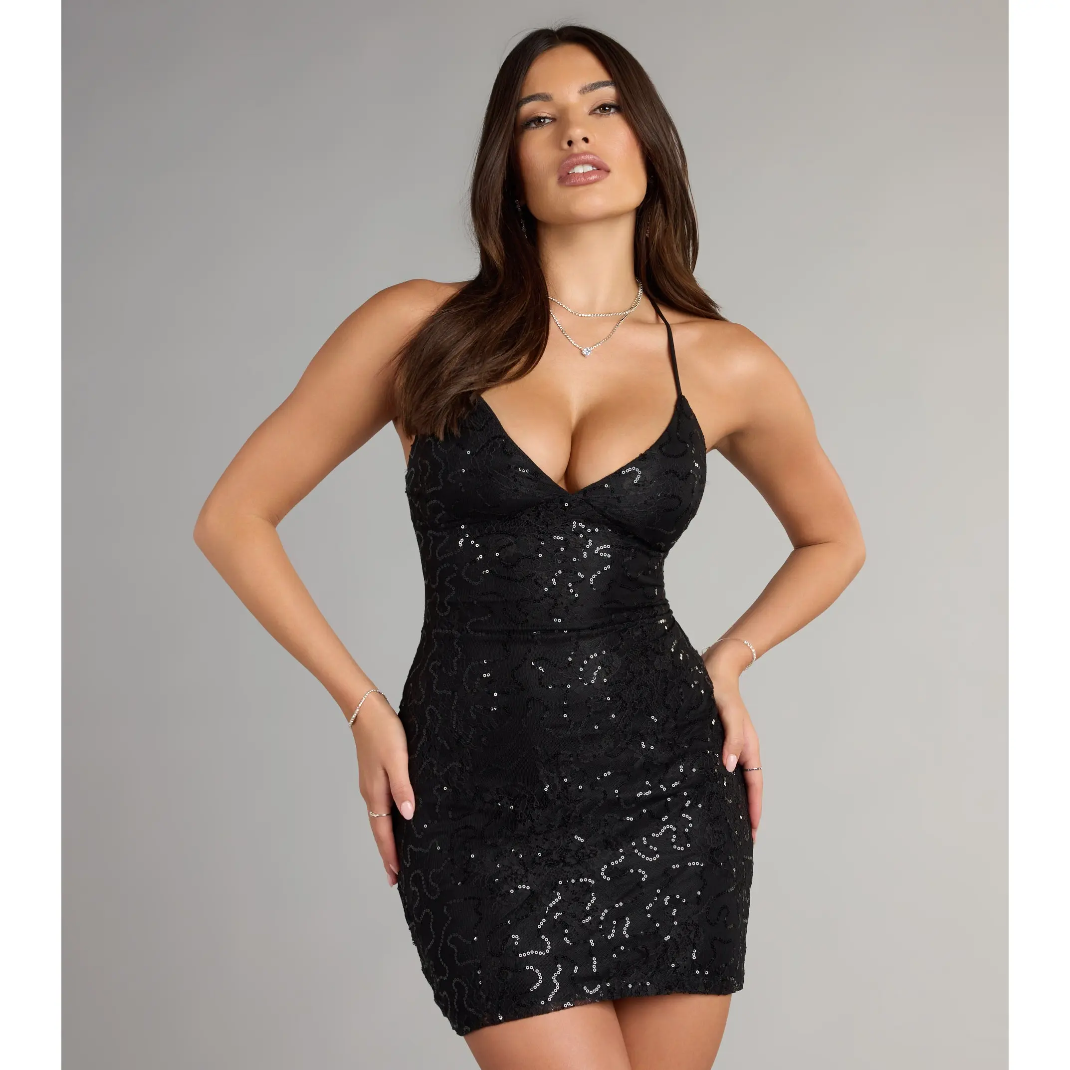 midi bodycon knit dress Embellished Knitted Bodycon Dress main image 1
