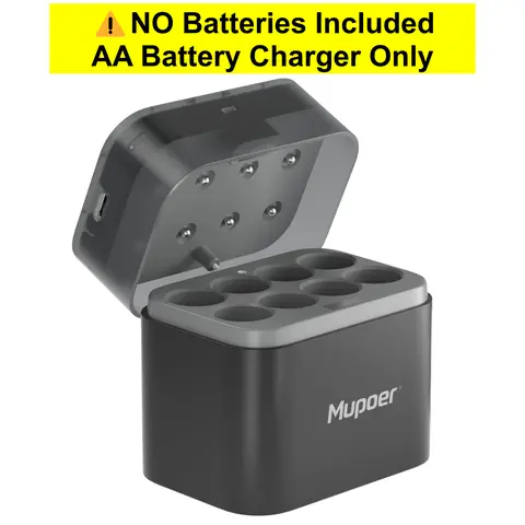 AA Battery Charger for NiMH & Lithium Battery【Charger Only】| Battery Charging Case for Rechargeable Double A Batteries | Cargador de Pilas Recargables