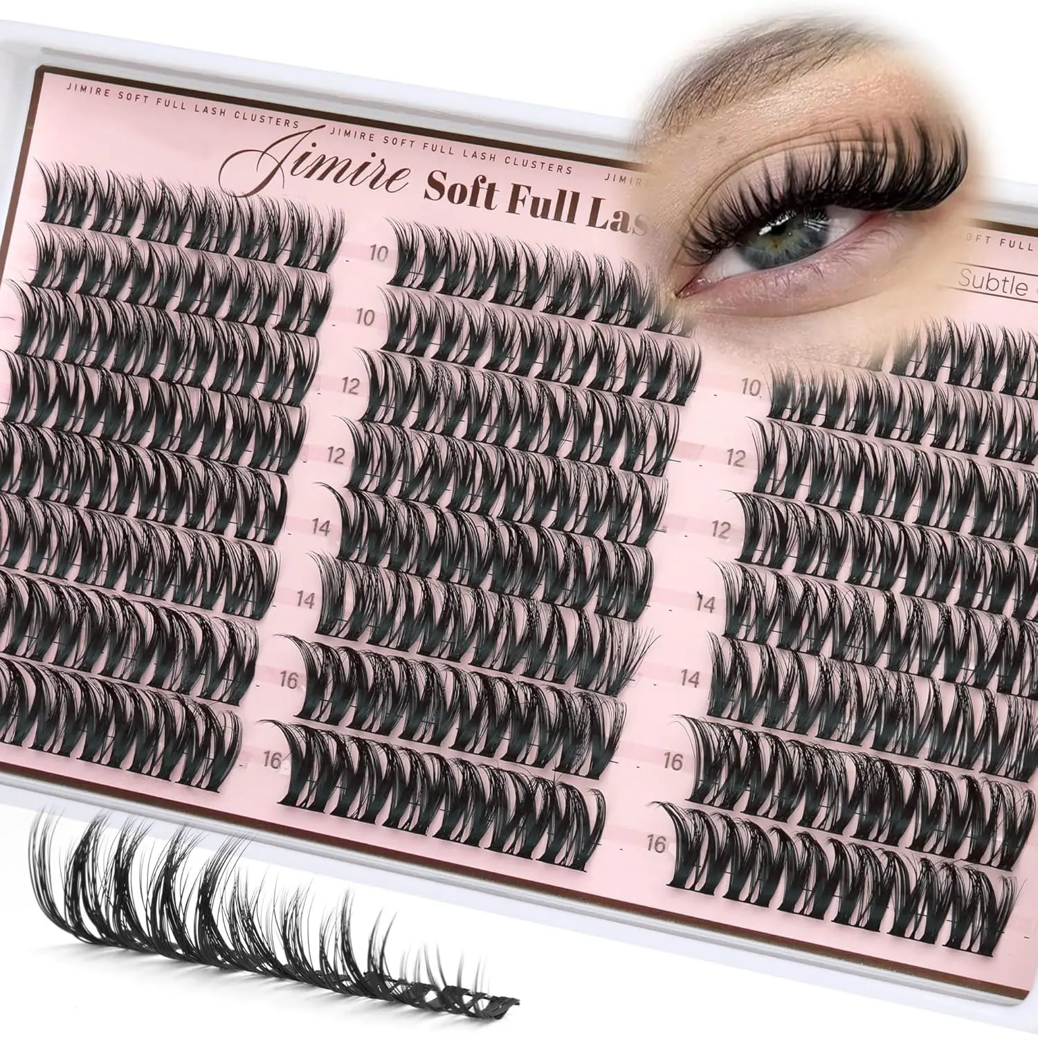 Clustered Dense False Eyelashes 10-16mm, Natural Curl Single Fiber, Daily Wear Thin Band, DIY Clustered False Eyelashes, Natural Look, Makeup, Cosmetic, Volume Cluster Eyelashes, Soft Full Lash Clusters