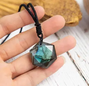 Natural Labradorite Stone Necklace Labradorite Crystal Pendant Necklace Amulet Adjustable for Daily Use Handmade Gift for her, Gift for him