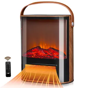 Winado Portable Electric Fireplace Heater for Indoor Use, 1500W Space Heater Fireplace with 7 Color Adjustable Flames, 4 Brightness Settings, Remote Control, Thermostat, 12H Timer.