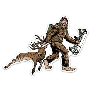 Bigfoot Deer Hunting Sticker, Funny Hunting Vinyl Sticker For Truck, Refrigerator, Appliance, Durable Waterproof Outdoor Sticker For Hunters, Hikers