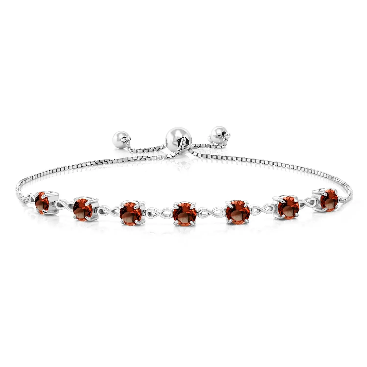Infinity Tennis Bracelet for Women | 4.5MM Round Gemstone Birthstone | 925 Sterling Silver | Adjustable Bolo Bracelet For Women | Easy-On Easy-Off | Fine Jewelry for Her Mom Wife