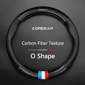 Breathable Carbon Fiber Leather Car Steering Wheel Anti Slip Cover for Toyota Yaris Corolla Prius Auris CHR Camry Avalon Avensis Sienna 4Runner