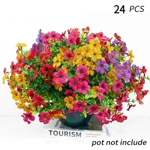 door wreath Artificial flowers for outside UV Resistant Artificial Fake Flowers - 24 Bundles, Decorative Floral Home Decor for Indoor, Garden & Porch Window Box Ornament  buy my own   Flowers