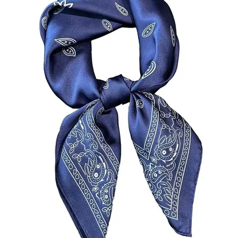 Men's Faux Silk Paisley Print Square Scarf, Multifunctional Neck Gaiter Accessory, Fashionable Practical Headscarf Tie, Neckscarf