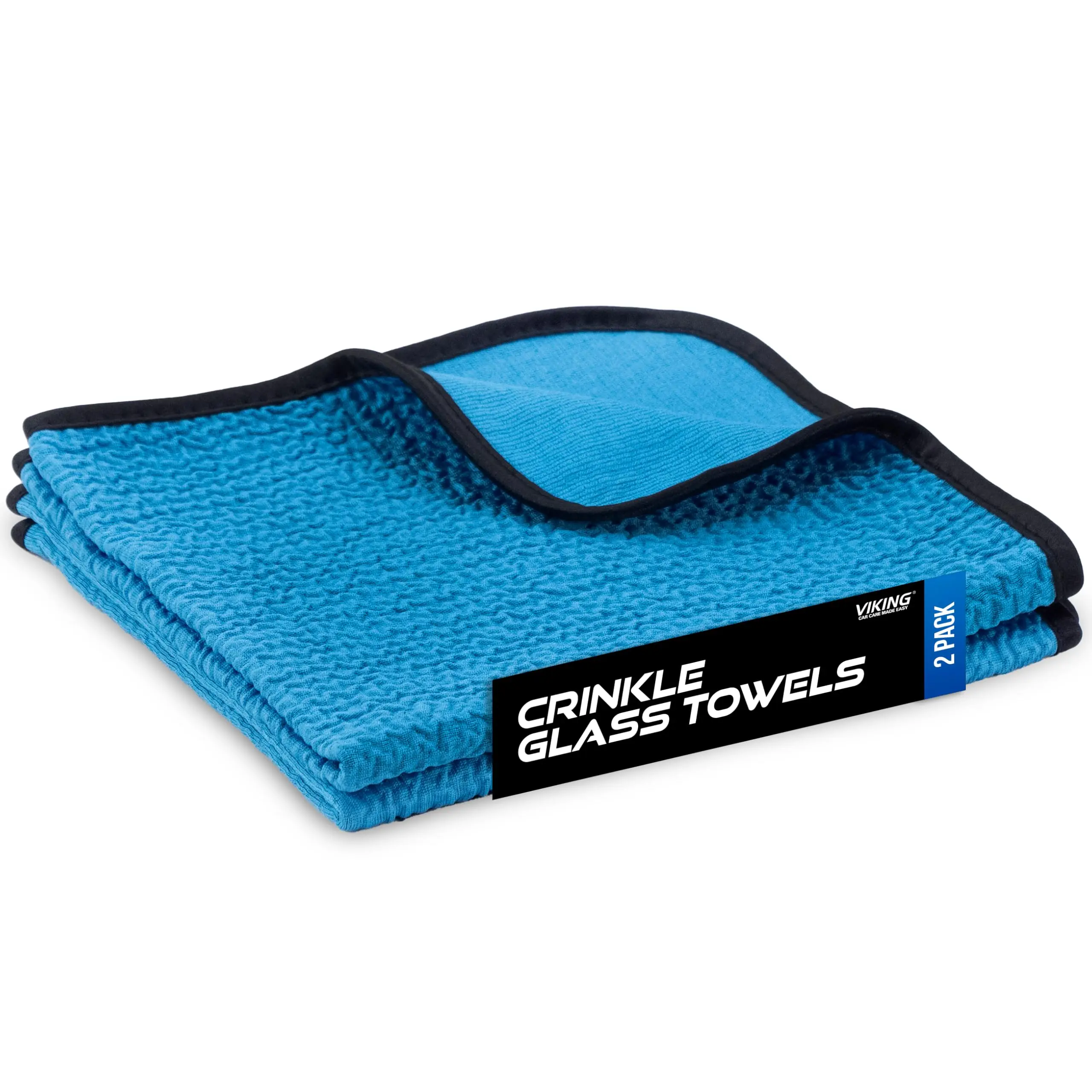 VIKING Glass Microfiber Cleaning Cloth for Car and Home, Glass Towels for Mirror, and Picture Frames, and Car Detailing Kit, 16 inch x 16 inch, Blue, 2 Pack