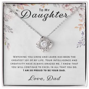 Gift for Daughter From Dad - Greatest Joy Love Knot Necklace RNW