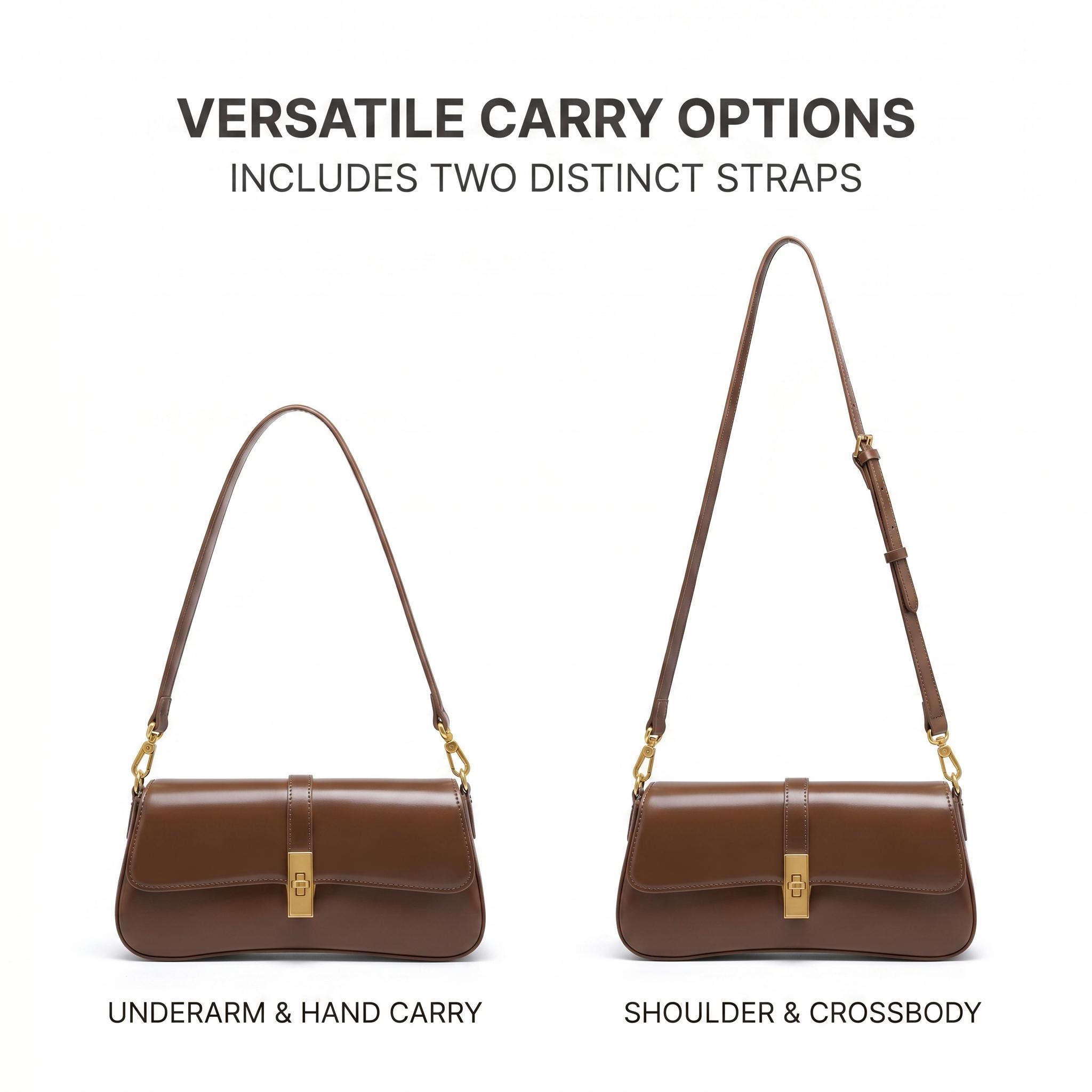 Women's Minimalist Shoulder Bag Smooth Faux Leather Underarm Purse with Metal Lock Versatile bag