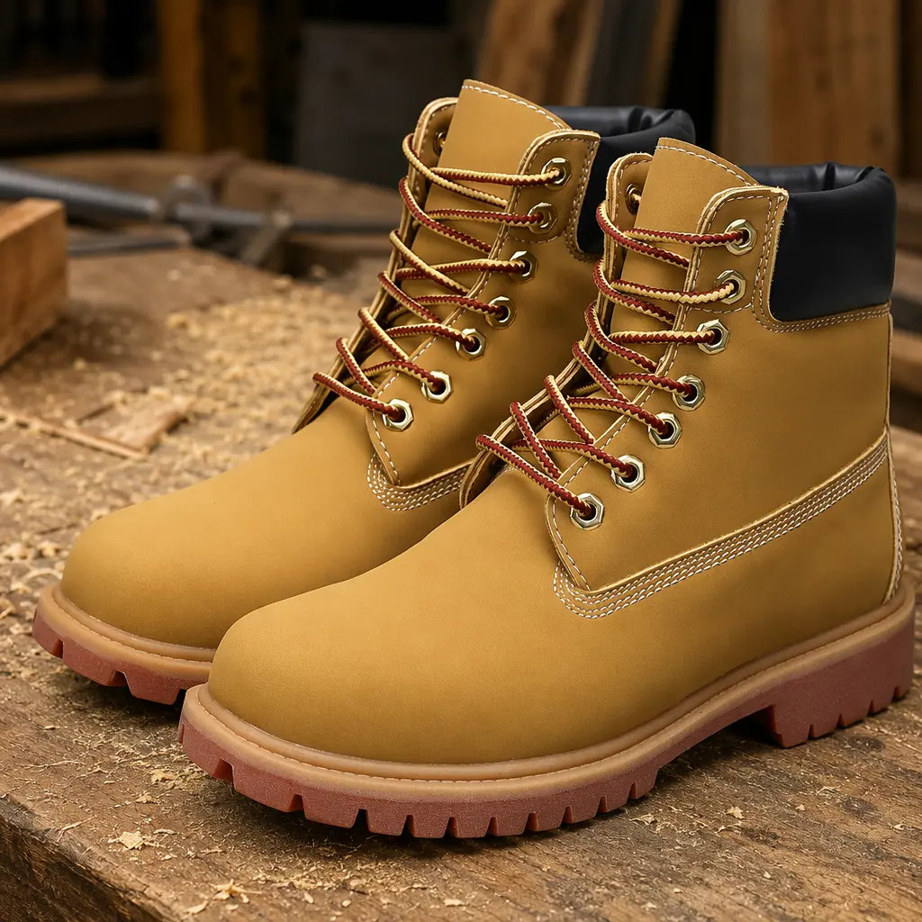 Women's Unisex Classic Yellow Rubber Plain Round Toe Wide Toe Box Mid-Calf Boots, Elevated Thick Sole, Non-Slip Outdoor Footwear