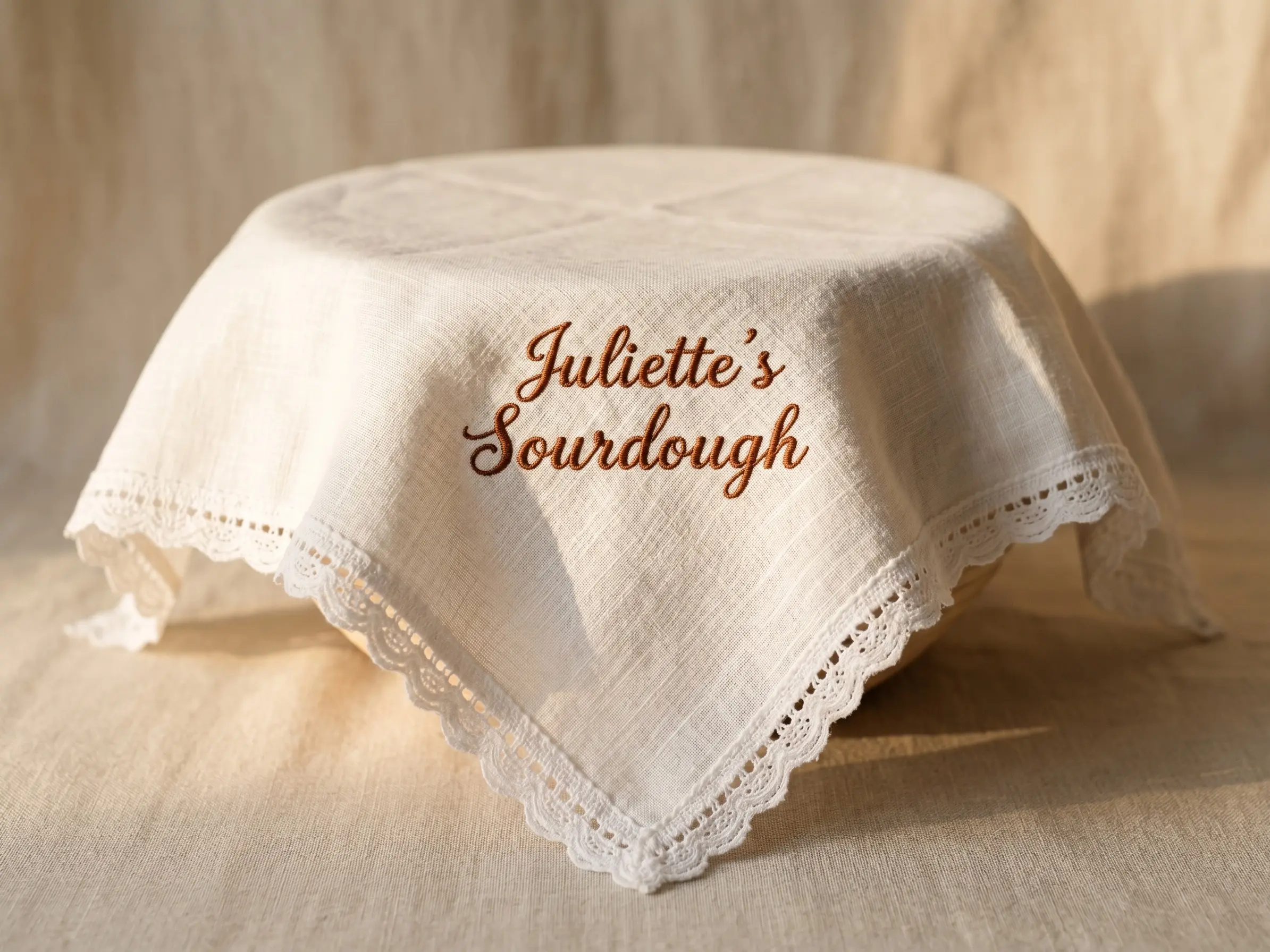 Cotton Kitchen Linen Personalized Sourdough Proofing Towel - Custom Family Bakery Banneton Cover, Embroidered Bread Baker Gift with Name & Est. Year, Household