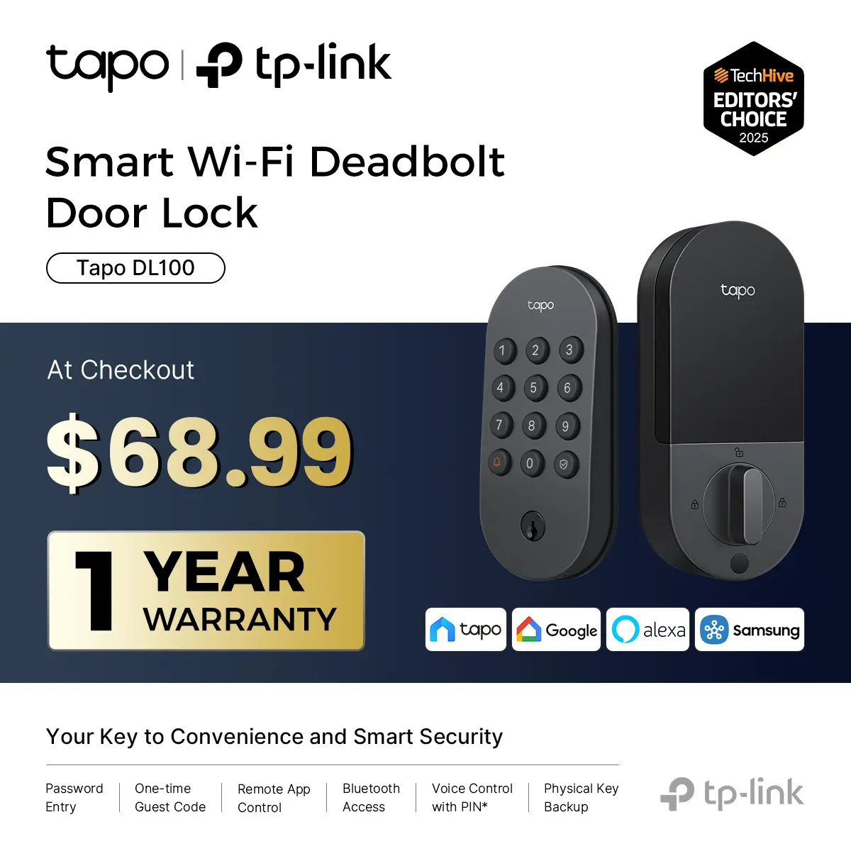 TP-Link & Tapo DL110 Smart Door Lock｜6 Ways Unlock｜1-Yr Battery｜IP65 Stormproof｜Built-in Doorbell｜Scheduled Access｜BHMA Grade 2   #SummerWins #DealsForYouDays