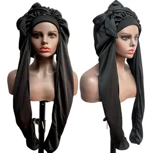 Bonnet for Sleeping With Bowknot , Hair Bonnet with Eyeshade Cover Shade Removable, Breathable Water Resistant for Long Braids Hair Protection Lightweight Adjustable Black Colo