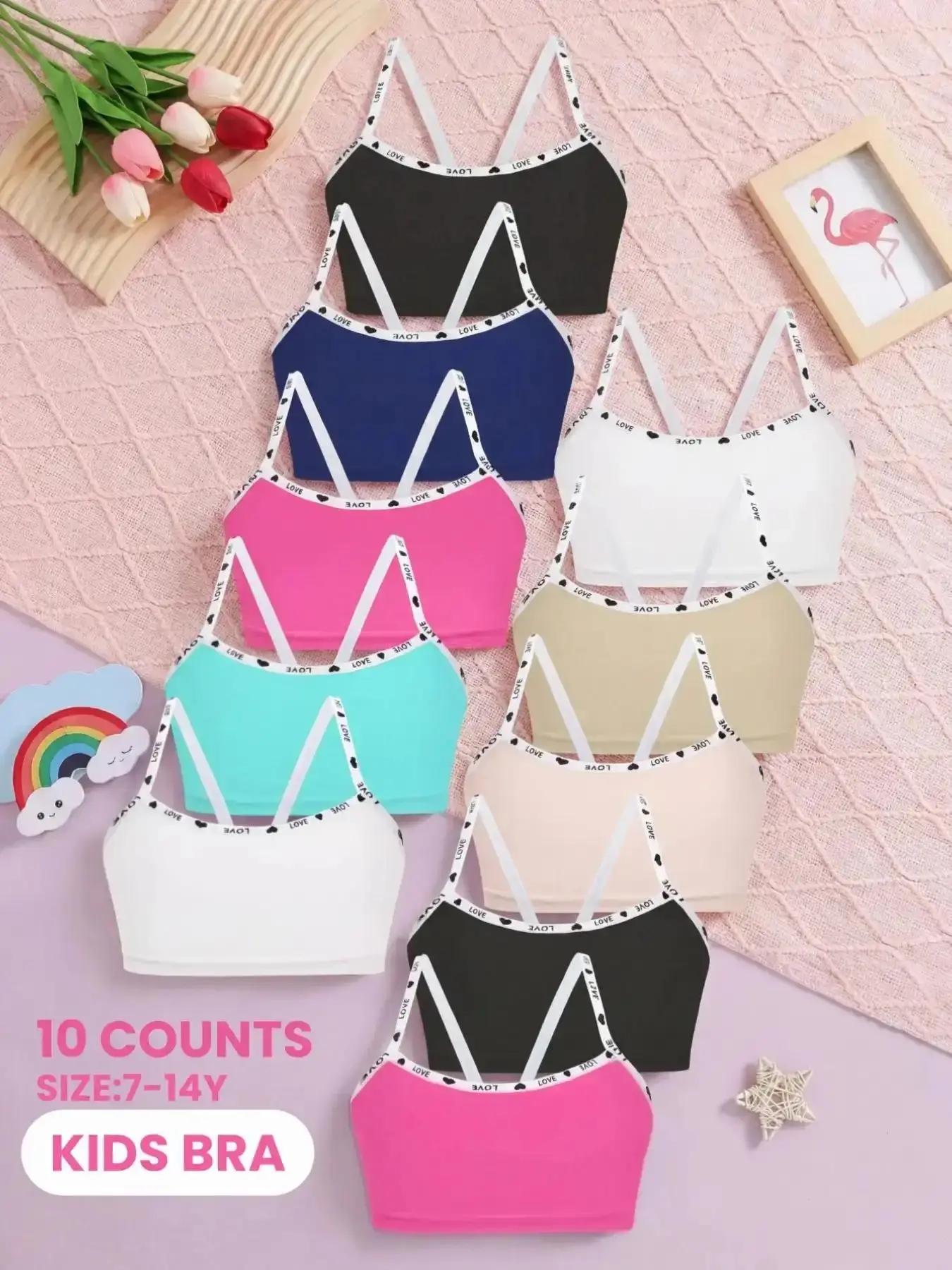 Letter Print Cute Girls Bralette 7-16 Years, Seamless Breathable Single Layer Sports Underwear for Teens,All Seasons, Teen Bras relaxed fit clean look dressed down wardrobe staple sundress