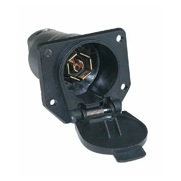 7-Way Male Trailer Truck Hitch Wiring Socket - ABS Plastic Slanted Socket, Wide Gauge Wire Connection Component for Automotive & Motorcycle Use