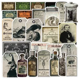 PRSTINCOL Witchcraft Stickers - 108 PCS Vintage Mystical Botanical Decals with Unique Illustrations, Mystic Designs, for Halloween Journaling, Spell Book DIY Scrapbooking Crafts
