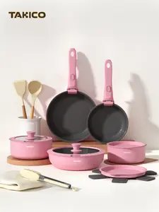 【TikTokShop April Stock Up】Ceramic Cookware Set,Cookware Sets Detachable Handle, Nonstick Kitchen Cookware Oven/Dishwasher/Fridge Safe, Space Saving