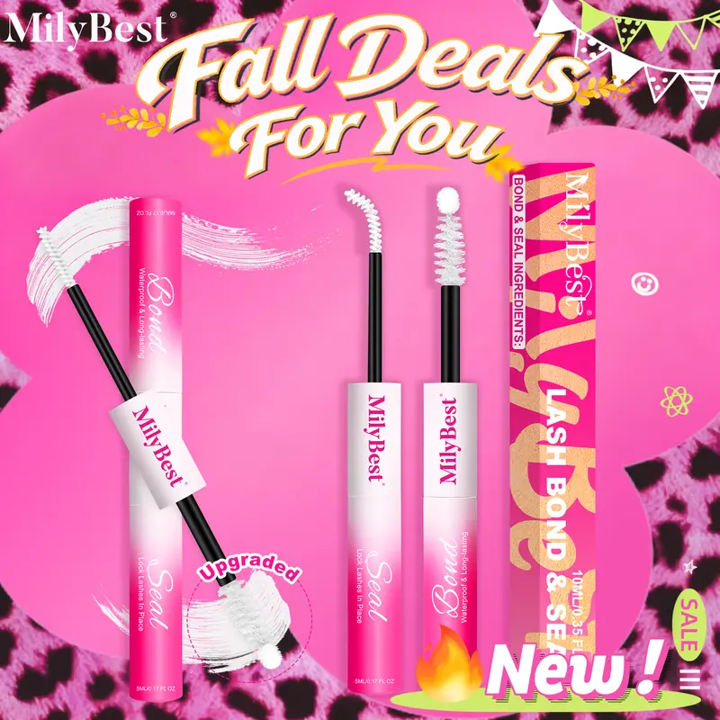 MilyBest New Upgrade 2-in-1 Lash Bond & Seal – Gentle Waterproof Lash Glue for Sensitive Eyes, Strong Hold Latex-Free Adhesive for All Lash Styles,White / Black Options,lashes clusters,free shipping,falldealsforyou