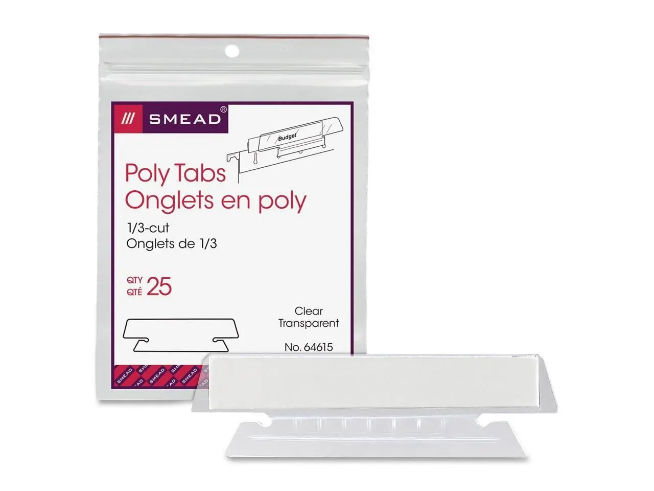 Smead 1/3 Cut Poly Hanging Folder Tabs