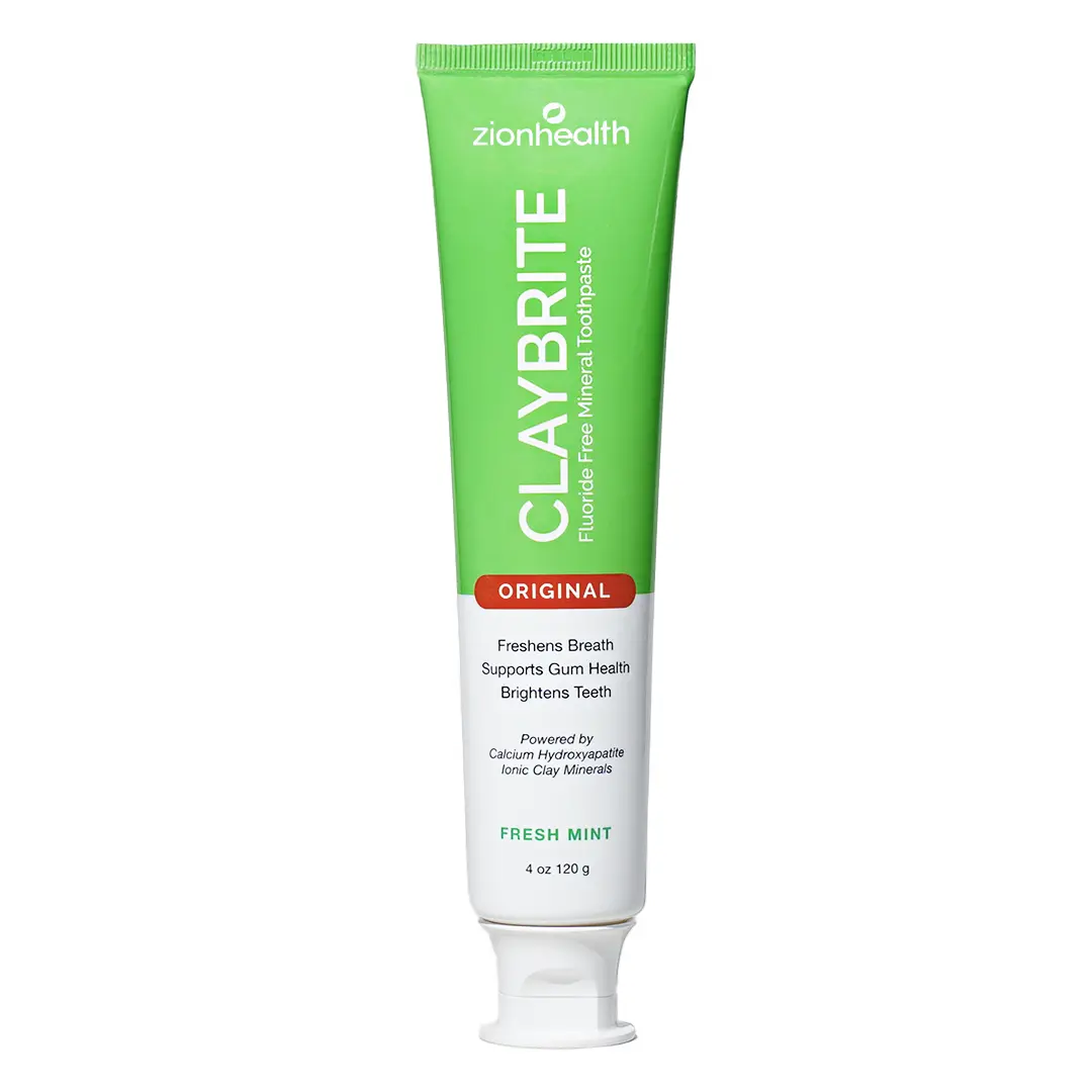 Zion Health CLAYBRITE Original Toothpaste - Fluoride-Free, Clay-Based, Protective Oral Aloe with Green Tea Extract & Calcium Hydroxyapatite for Fresh Breath & Healthy Smile