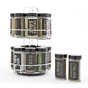 16-Jar Chrome Wire Revolving Filled Spice Rack, 11in