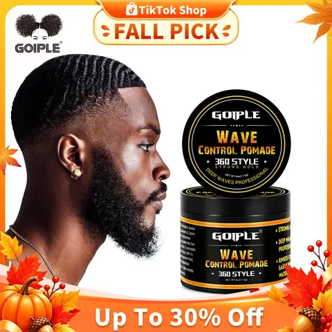 Goiple Natural Wave Pomade for Black Men Adults - Unscented 360 Wavy Hair Cream with Strong Hold, Hydration Formula, Shea Nourishment, Shine Enhancing, Tames Crown, Washes Clean with Minimal Buildup for Normal Hair