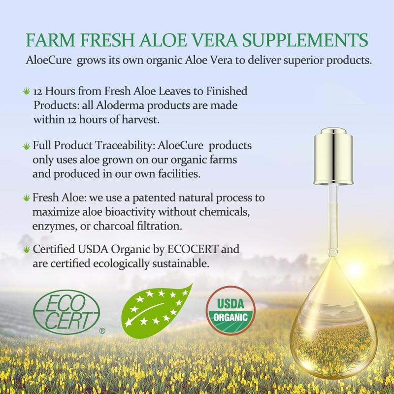 AloeCure Organic Aloe Vera Juice - 8 Bottle Sample Pack - Grape and Natural Flavor, 8x500ml