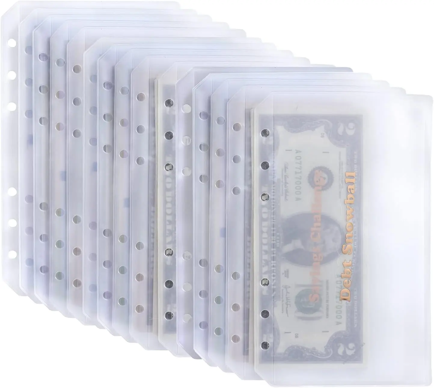 15pcs A6 Binder Pockets with No Zippers, Zipless Budget Envelopes for Cash System, A6 Binder Pouch for 6 Ring Binder, Money Folder Organizer for Cash