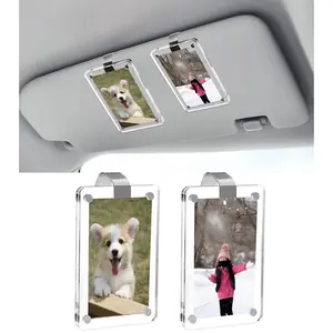 2 PCS Magnetic Acrylic Photo Frames for Outdoor Travel Memorabilia  - Portable Card Album for Scrapbooking, Camping, or Fridge Display, Perfect Valentine’s Gift for All Vehicle Models, Sun Visor for Car