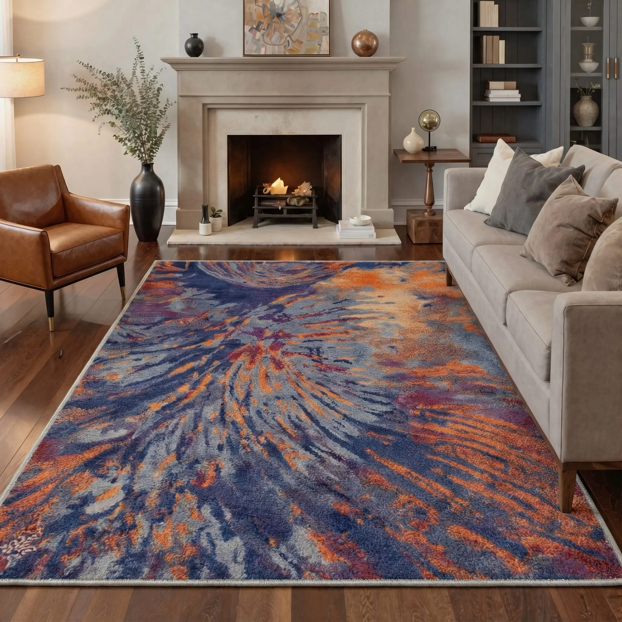 【Deals For You Days】BEIMO Area Rug – Pet Friendly, Non-Slip, Machine Washable Carpet, Soft Floor Rug, Stylish Home Decor for Living Room, Bedroom, Hallway ,ARA2804-INDIGO