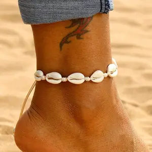 Handmade Adjustable Puka Shell Anklet - Boho Hawaiian Beach Cowrie Jewelry for Women, Trendy Vacation Ankle Bracelet 2025, Perfect Gift