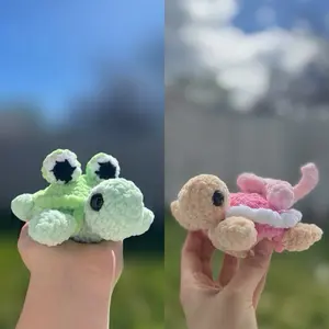 Hand crocheted turtle with removable shell