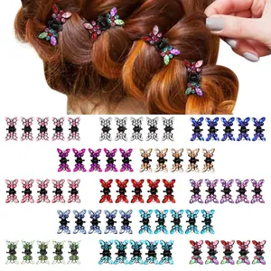 65 count Small Mini Butterfly Hair Clips With Rhinestone, Interlocking  for Women Girls, Lightweight Durable Metal, Cute Accessories (13 Color Black)