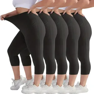Yoga Capris With Pockets For Women Black Leggings Tummy Control 7/8 Leggings For Women Plus Size Leggings with pockets