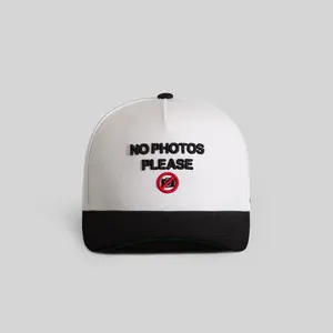 NO PHOTOS PLEASE WHITE BLACK TRUCKER