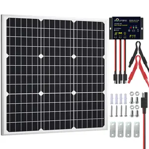 SOLPERK 50W/12V Solar Panel Kit, Solar Battery Trickle Charger Maintainer + Waterproof Controller + Adjustable Mount Bracket for Automotive Motorcycle Boat Marine RV Camping Roof Outdoorfun dealsforyou