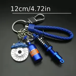 [Complete Car Fan Gift Set] Car Parts Keychain Collection - Simple and Fashionable Car Fan Gift Set, Zinc Alloy Keychain - Turbocharger, Gearbox, Tire Rim, Brake Disc, NOS Bottle, Shock Absorber - The Perfect Choice for Car Fans