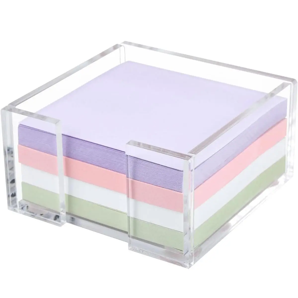 Crystal Clear Acrylic Notepad Holder W/O Pads - Sticky Notes Holder Acrylic Sticky Note Holder, 3 x 3 Crystal Clear Acrylic Notepad Holder Sticky Note