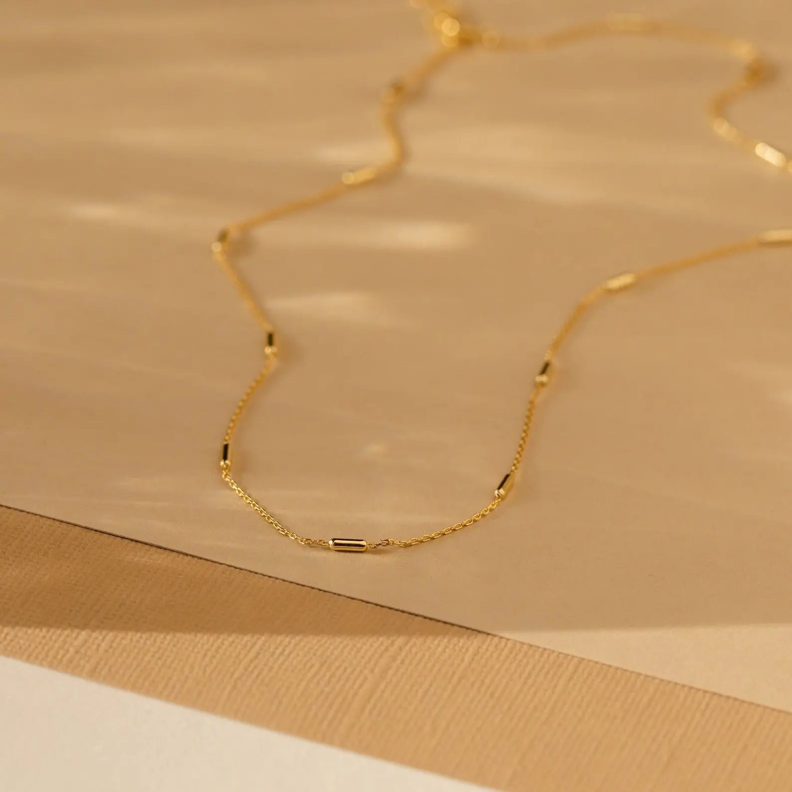 Bar Station Necklace by Caitlyn Minimalist - Dainty Geometric Layering Chain Necklace in Gold & Silver - Delicate Everyday Jewelry - Gift for Her