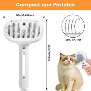 3 In 1 Pet Steam Brush For Cat Dog Grooming Long Short Haired Animals Shedding Comb Water Mist Spray With Release Button