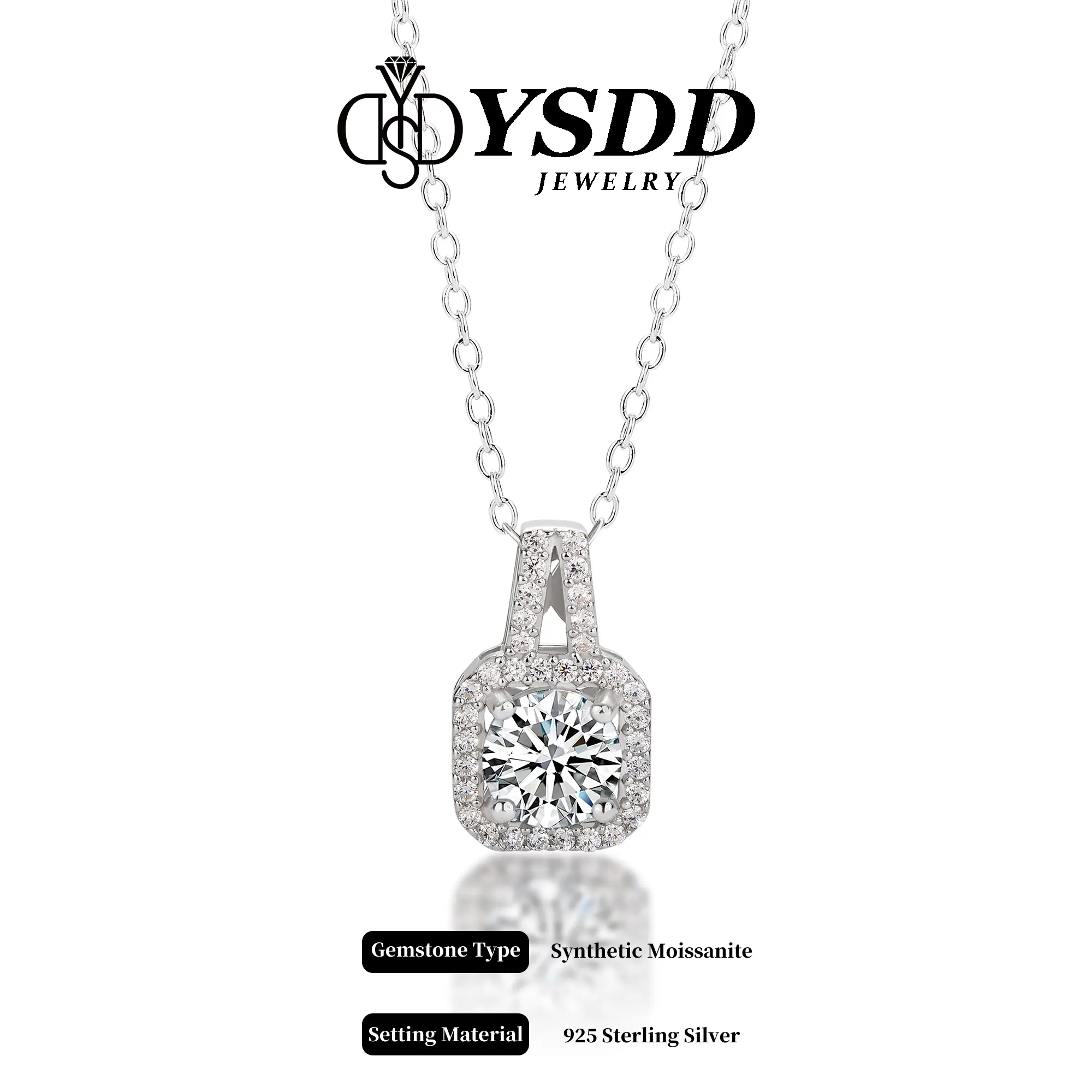 【#20 CLASSIC】1-3Carat Synthetic Moissanite Necklace in 925 Sterling Silver