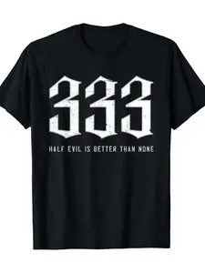 Satan Gothic Black Metal 333 Pattern T-Shirt - 100% Loose Casual Style, Featuring a Design with The Number 333, Suitable for Concerts, Music Festivals, And Everyday Wear - Gothic Subculture Apparel