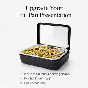 Fancy Panz Classic Frame with Clear Lid – Includes Serving Spoon – Black – Fits 11.75” x 9” Foil Pan
