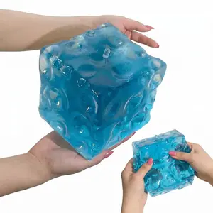 Giant Jelly Cheese Cube Squishy Toy, Jumbo Transparent Moldable Squeeze Fidget Toy, No-Rebound Sensory Stress Relief Desk Toy, 1pc