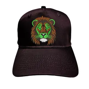 Embroidered Glow In The Dark Leo Hat 100% Cotton Baseball Cap lion