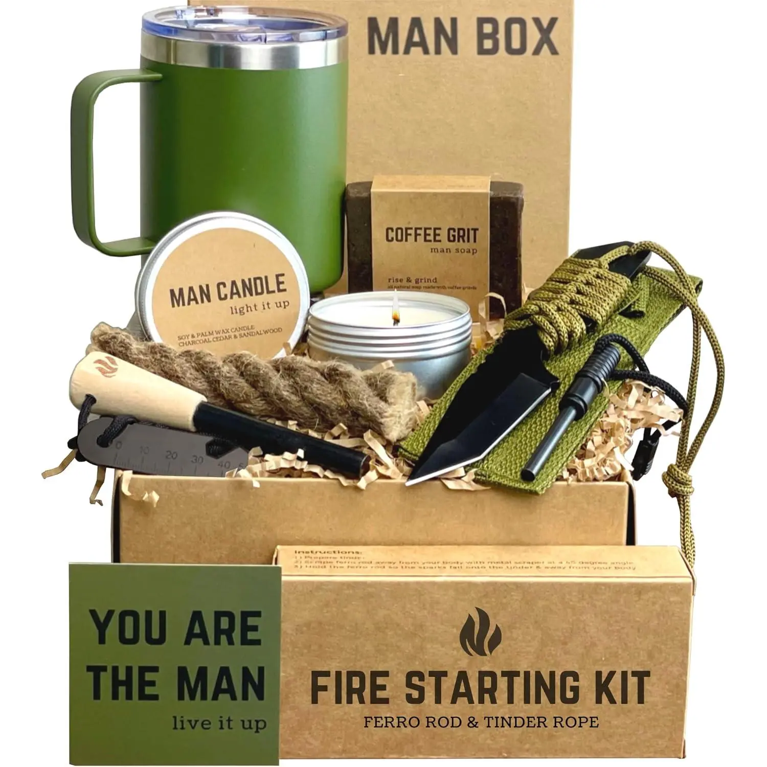 Gift Box for Men- Birthday Gifts for Men, Mens Gift Basket, Gifts for Him- Cool Camping Gift Sets for Guys, Son, Brother, Boyfriend, Dad, Husband, Male, Friend