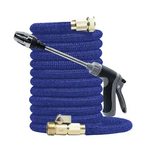 High-Pressure Garden Hose Set - 3x Expandable Retractable Design - Durable Rubber Material - 3/8" American Standard Connector - Suitable for Outdoor Home Cleaning and Car Washing - Multifunctional Garden Tool Kit