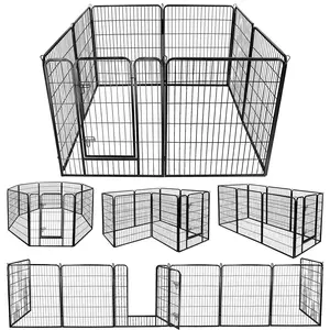 SuperDeal Pets 39" Height Foldable Metal Exercise Pen 8-Panel Pet Playpen for Puppies and Cats, Kennel and Barrier Fence
