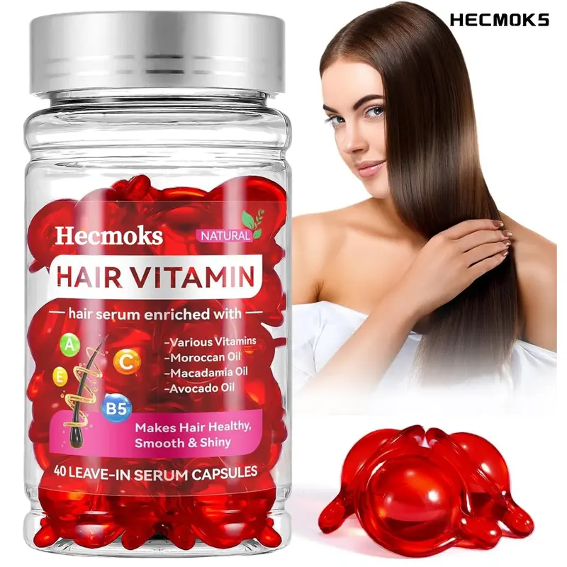 【Free Delivery】Hecmoks Hair Vitamins A C E Pro B5- Hair Treatment Serum for Frizzy & Damaged Hair - Argan & Avocado Oil - Leave in Conditioner Fathersdaygifts